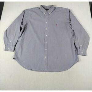 Ralph Lauren Shirt Mens Big 2X Blue Gingham Check Button Down Corpcore Office
